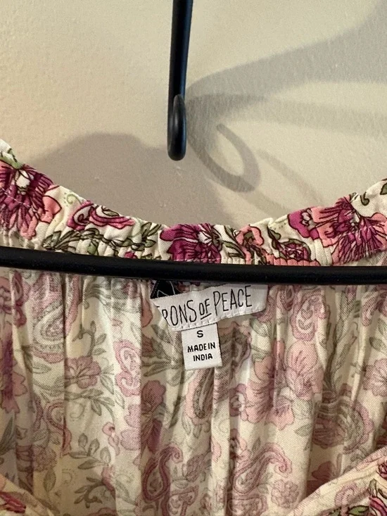 Patrons of Peace Pink and Cream Paisley Tiered Mini Dress - Picture 3 of 4